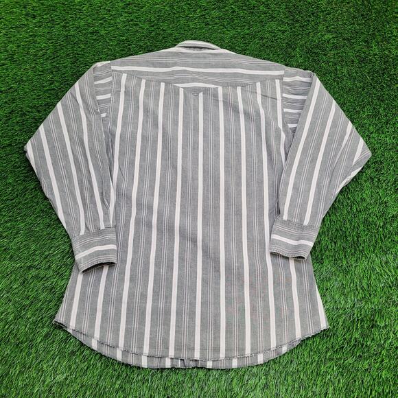 Vintage 90s Panhandle Slim Stripes Shirt M/L 22x30 Gray Pink - Picture 2 of 12